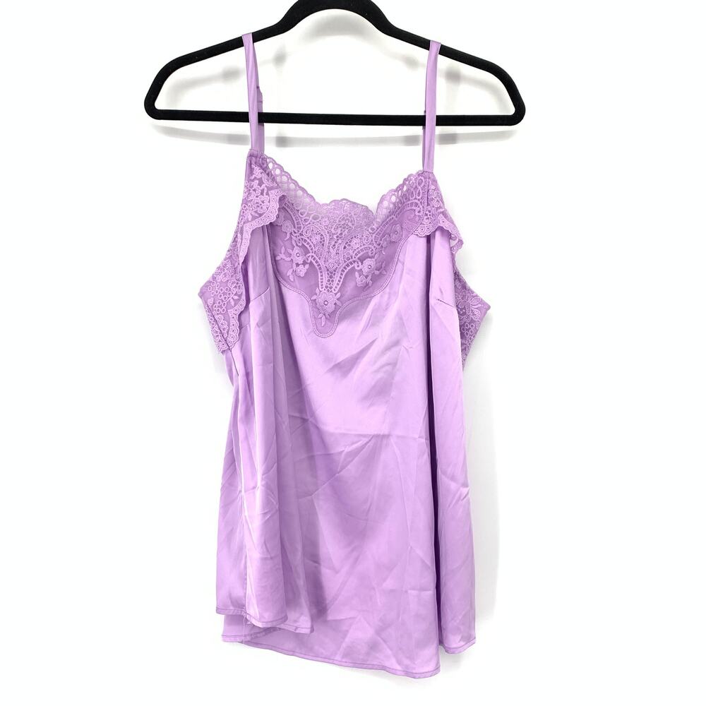Torrid Sophie Satin Lace Trim Cami Top Womens Sz 1X Orchid Bloom Purple NEW